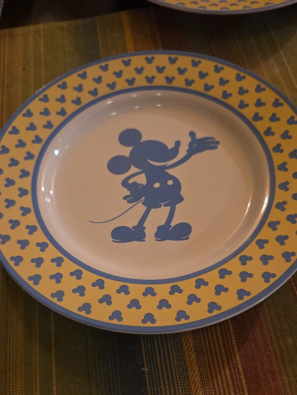 Disney Yellow and Blue Mickey Mouse Ceramic Dinner Plate